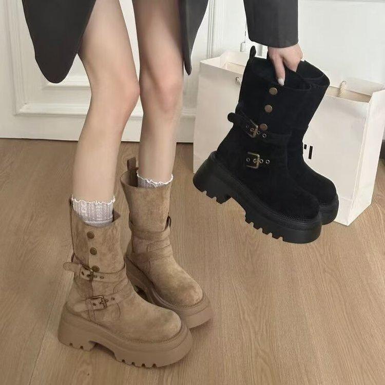 Popular high-heeled super-fire Martin boots, new platform-soled British style short boots in winter