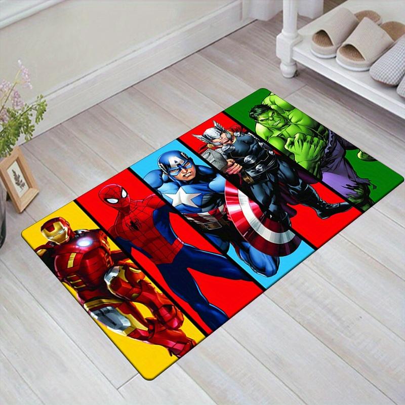 

1 шт. Коврик для пола Marvel Мстители Супергерои, Нескользящий коврик, Дизайн с персонажами мультфильмов, Мягкий велюр, Декор для комнаты, Моющийся 60cm by 90cm