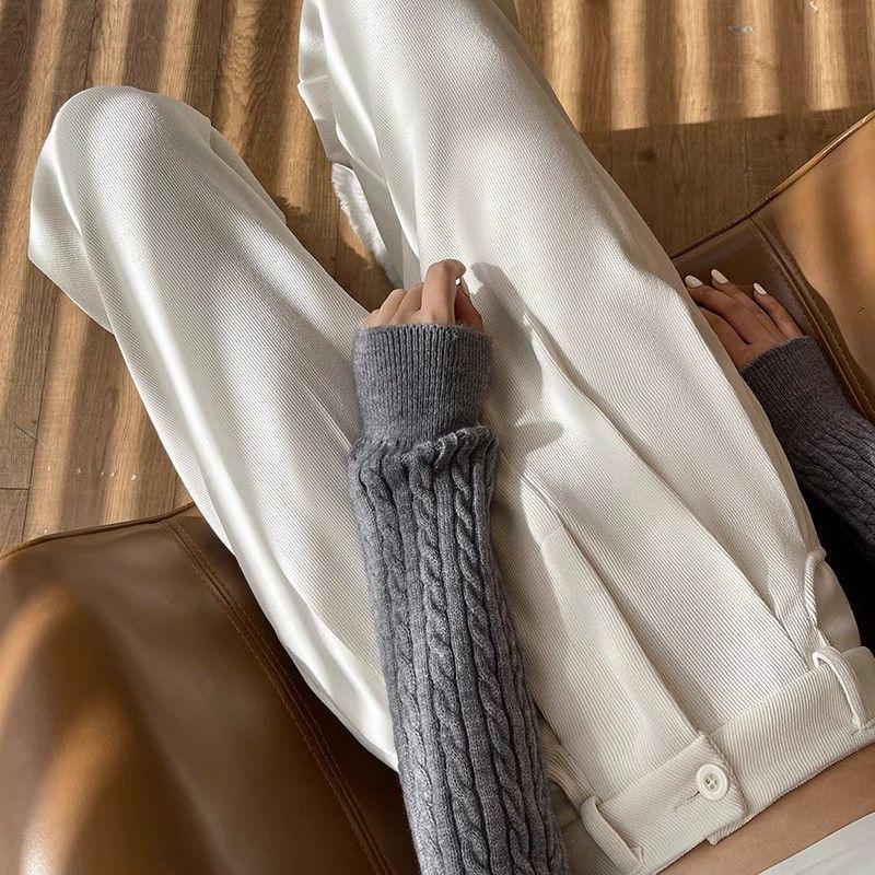 

2025 Autumn/Winter Off-White High-Waisted Corduroy Wide-Leg Trousers M (40-50 kg)
