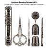 Vintage Embroidery Scissors Set Wooden Stainless Steel Sewing Box Scissors Kit Multifunctional Sewing Embroidery Tools