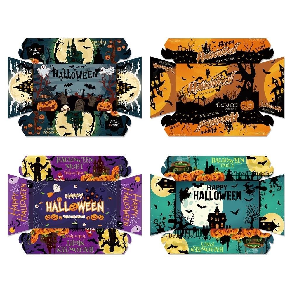 12pcs Pumpkin Halloween Party Tray Rectangular Snack Paper Boxes Cookie Tray  Halloween Party
