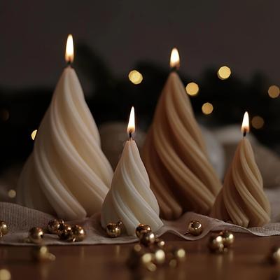 3D Geometric Christmas Tree Moulds Silicone Spiral Taper Resin Reusable Soap Candle DIY Decor Craft MouldsChristmas Decorations
