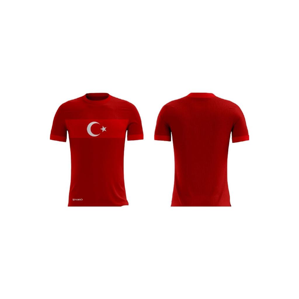 Football Jersey Red White Turkey Single Top