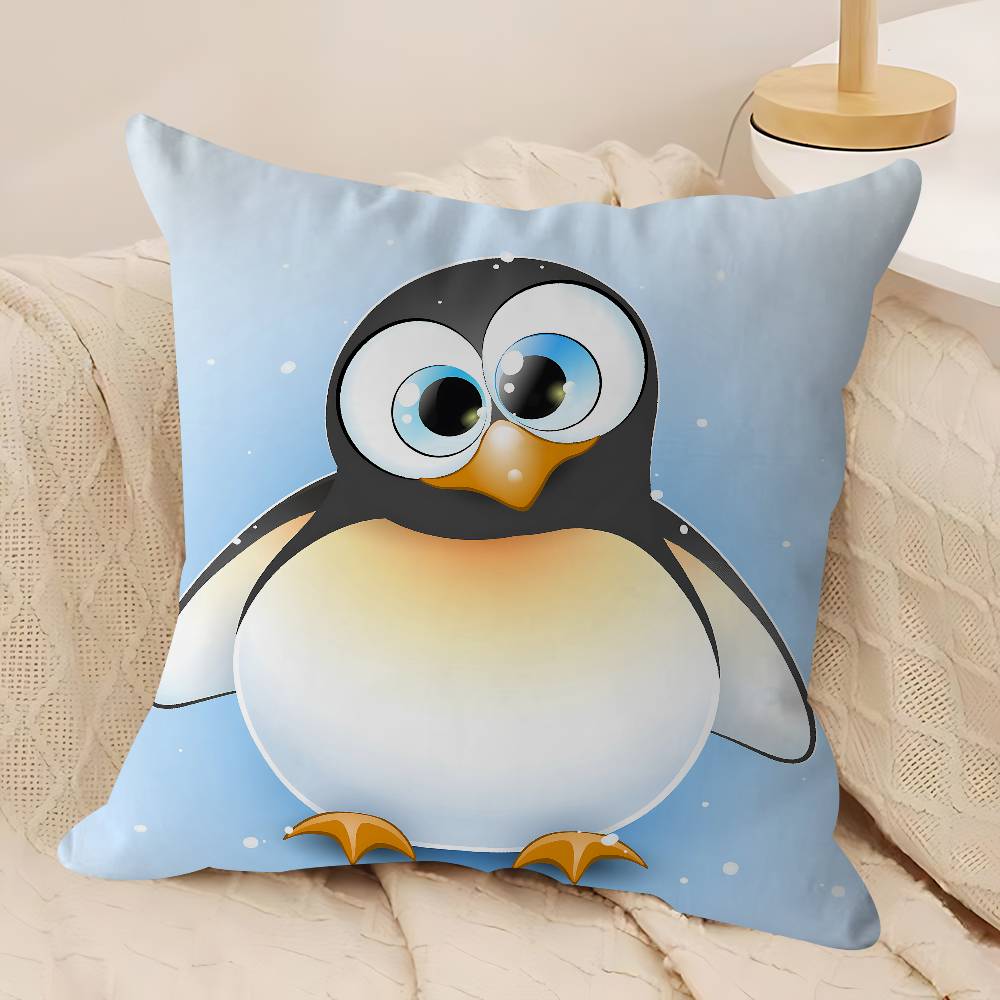 Cute Penguin Cushion Cover Car Throw Pillow Case For Sofa Car Christmas Gift 40x40cm 45x45cm