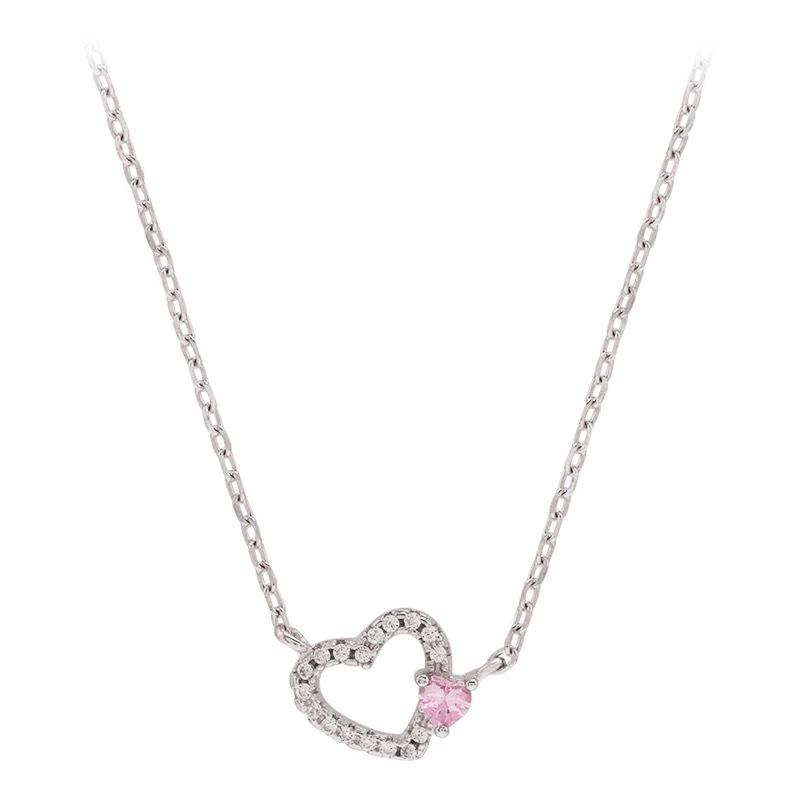 Beixi S925 Sterling Silver Heart Necklace - Cute Hollow Peach Pendant, Simple and Versatile Design.