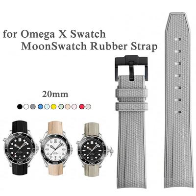Watchband Watch Band for Omega X Swatch Joint MoonSwatch Strap Seamaster 300 Men Women 20mm Rubber Silicone Curved End Bracelet for Seiko