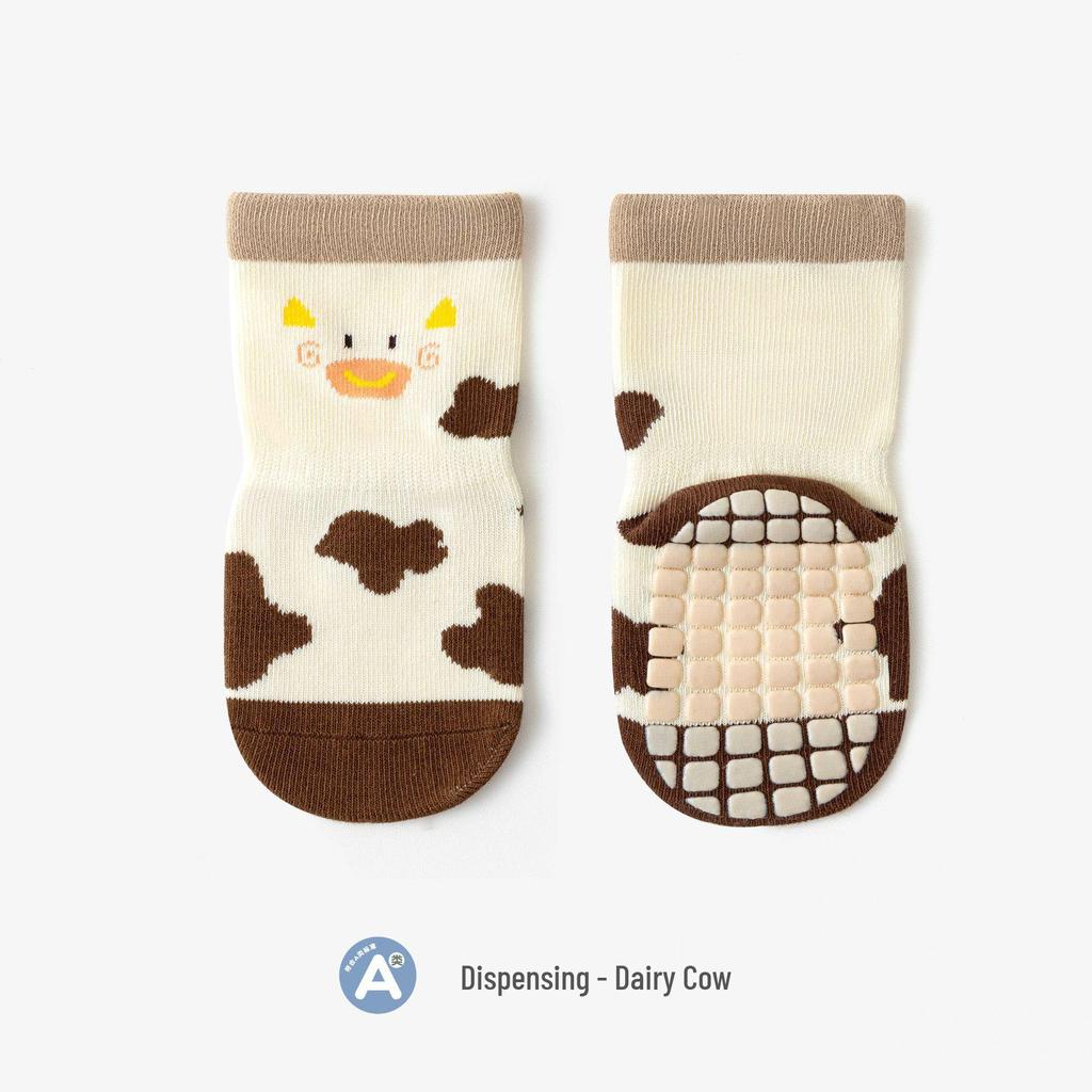 Spring Baby Socks: Non-slip, Loose Cuff, Seamless Combed Cotton Cartoon Socks for Infant & Toddler Walking Indoors