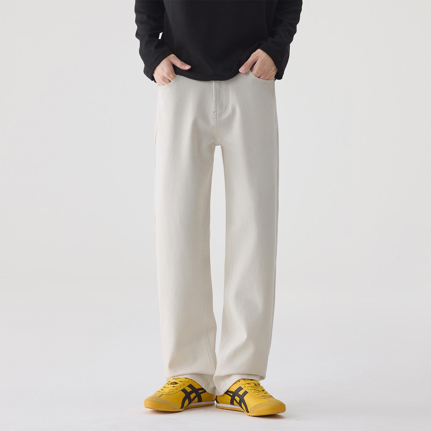 

Мужские модные белые джинсы скинни прямого кроя - Осень 2025 Уличный повседневный стиль 38 покинуть белый