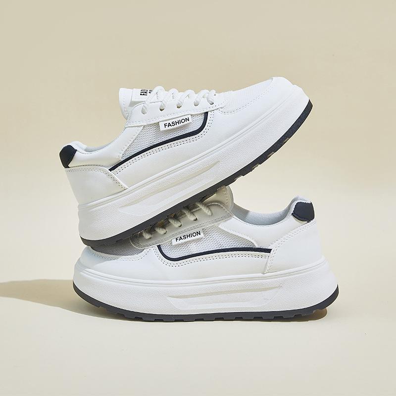 New Summer White Shoes for Female Students' Thick Sole Heightened Mesh Breathable Casual Street Shot
