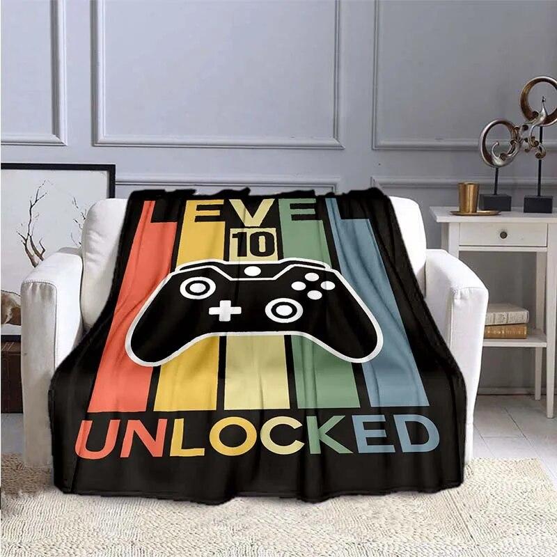 Game Controller Flannel Blanket for Couch Sofa Chair Room Decor Soft Warm Blanket Blankets for Beds Grinch Blanket