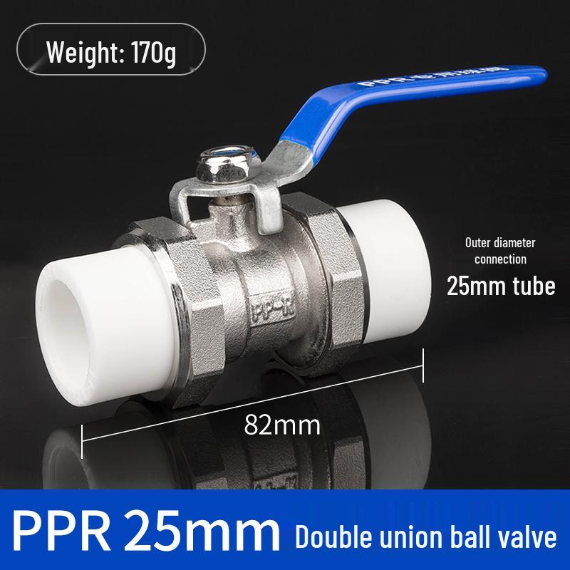 Multi-Size PPR Copper Double Union Ball Valve with Switch - Hot Melt Options Available (DN20-63, 1/2" To 1")