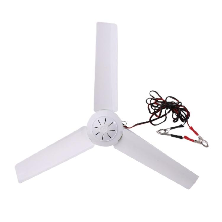 DC12V Plastic 3 Leaves Ceiling Fan Camping Tent Silent Hanging Cooling Fan