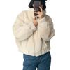 Gray Stand-up Collar Long-sleeved Fluffy Imitation Fur Jacket Women's Winter Loose Short Thickened Warm Top