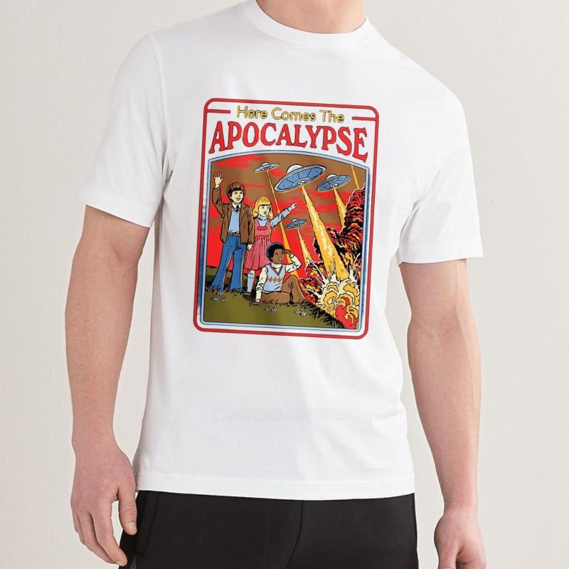 Men cotton tshirt Black summer For her t shirt Here Comes The Apocalypse Short Sleeve Soft O Neck Teeshirt Brand t shirt