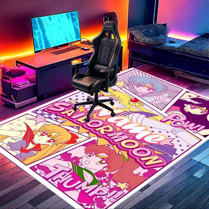 Custom Name Personalized Sailor Moon Print Carpet, Versatile Home Decor Rug, for Playroom, Apartment, Balcony, Entryway, Hallway Gift
