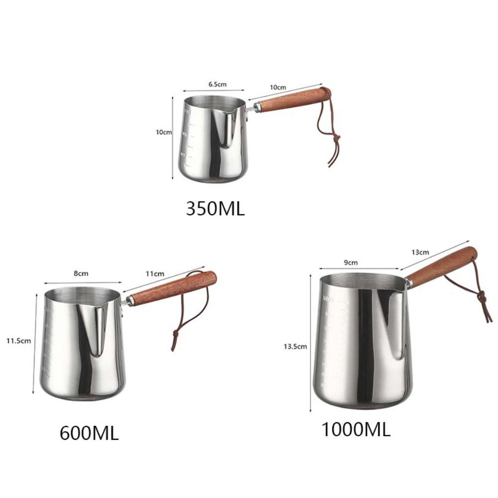 V Shaped Spout Turkish Coffee Pot Wood Handle Milk Saucepan Practical Butter Warmer Pot Cafe