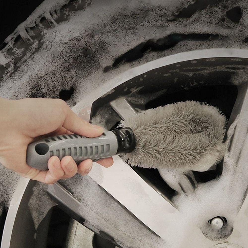 Auto Tire Car Cleaning Brush T-bend Handle Wheel Hub Scrubber New Car Washing
