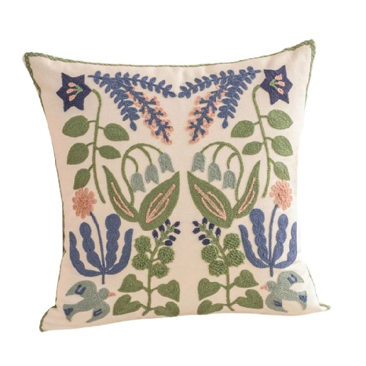 Pillowcase Artistic Flower Stitching Cotton Canvas Pillow Cover Breathable Sofa Bed Accent Piece Pillow Sham