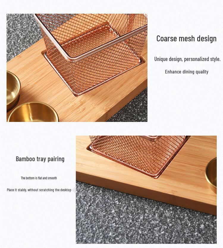 Stainless Steel Blue Fried Snack & Dipping Sauce Dish Set - Artistic Concept for Restaurants and Clubs