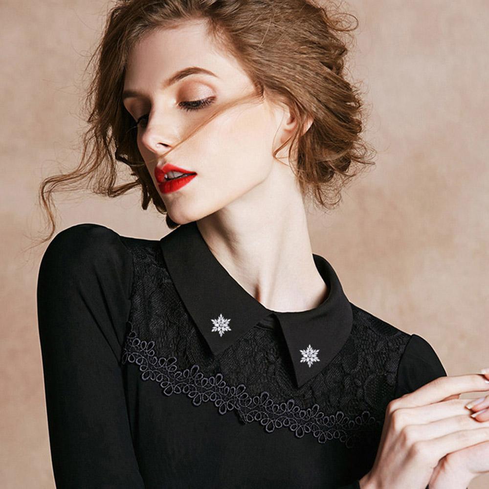 

Elegant Christmas Copper Unisex Cubic Zirconia Flower Brooches Snowflake Pin Coat Collar Pin collar