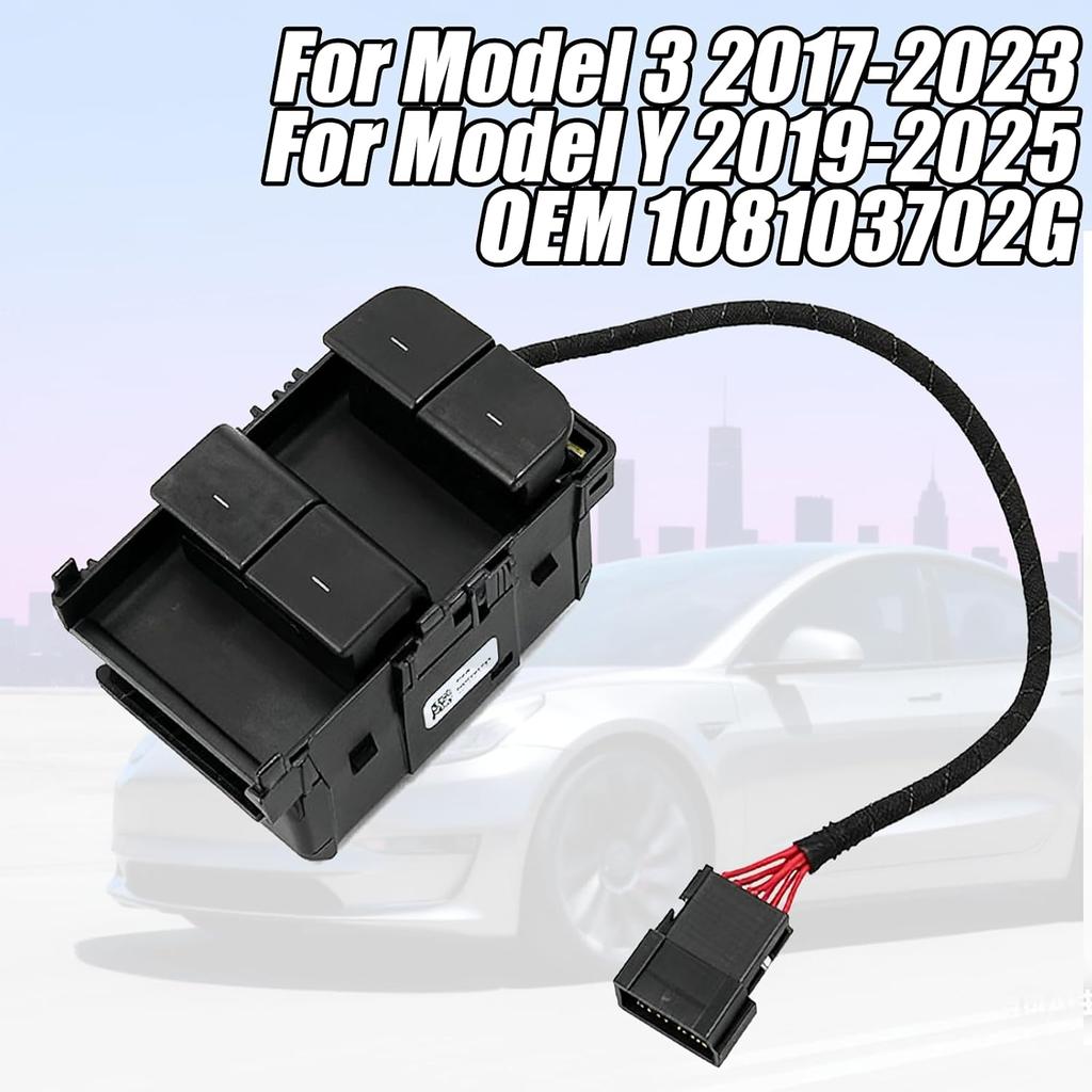 Tesla Model 3/Y Window Switch Driver Side Power Control OEM 1081037-02-G | Compatible Tesla Model 3 2017-2025 & Model Y 2019-2025. Driver side master