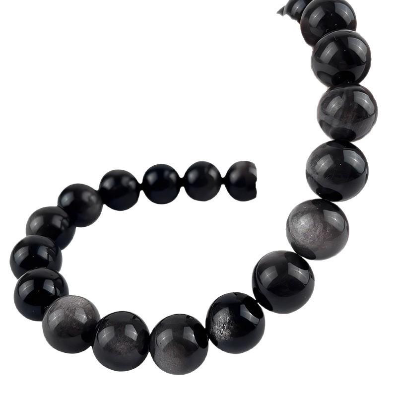 Naturlig Svart, Guld & Silver Obsidian 7A Kvalitet Löspärlor för DIY Smycken
