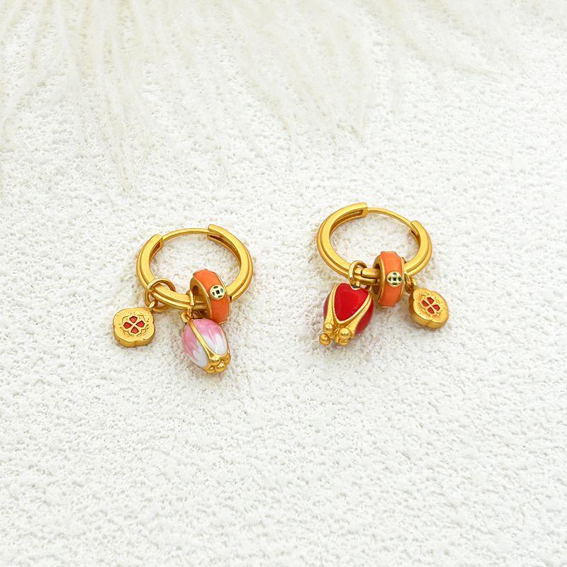 New Chinese Light Luxury Earrings Retro Bud Earrings золотой