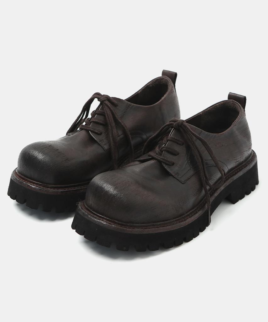 Wetheroad Wtrd1151 Chopen Horse Leather Scratch Washed Derby Shoes Brown