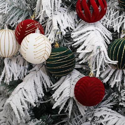 6Pcs Shimmering Christmas Tree Baubles Velvets Flocking Ornaments for Festives Stylish Holiday Home Decorations