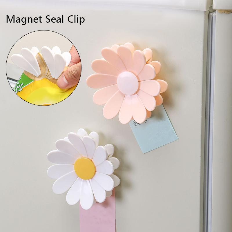 1 Set Refrigerator Magnets Cute Set of Six Clips Snack Storage Daisy Shape Gift Home Decor Durable 3D Design Creative 9x9cm