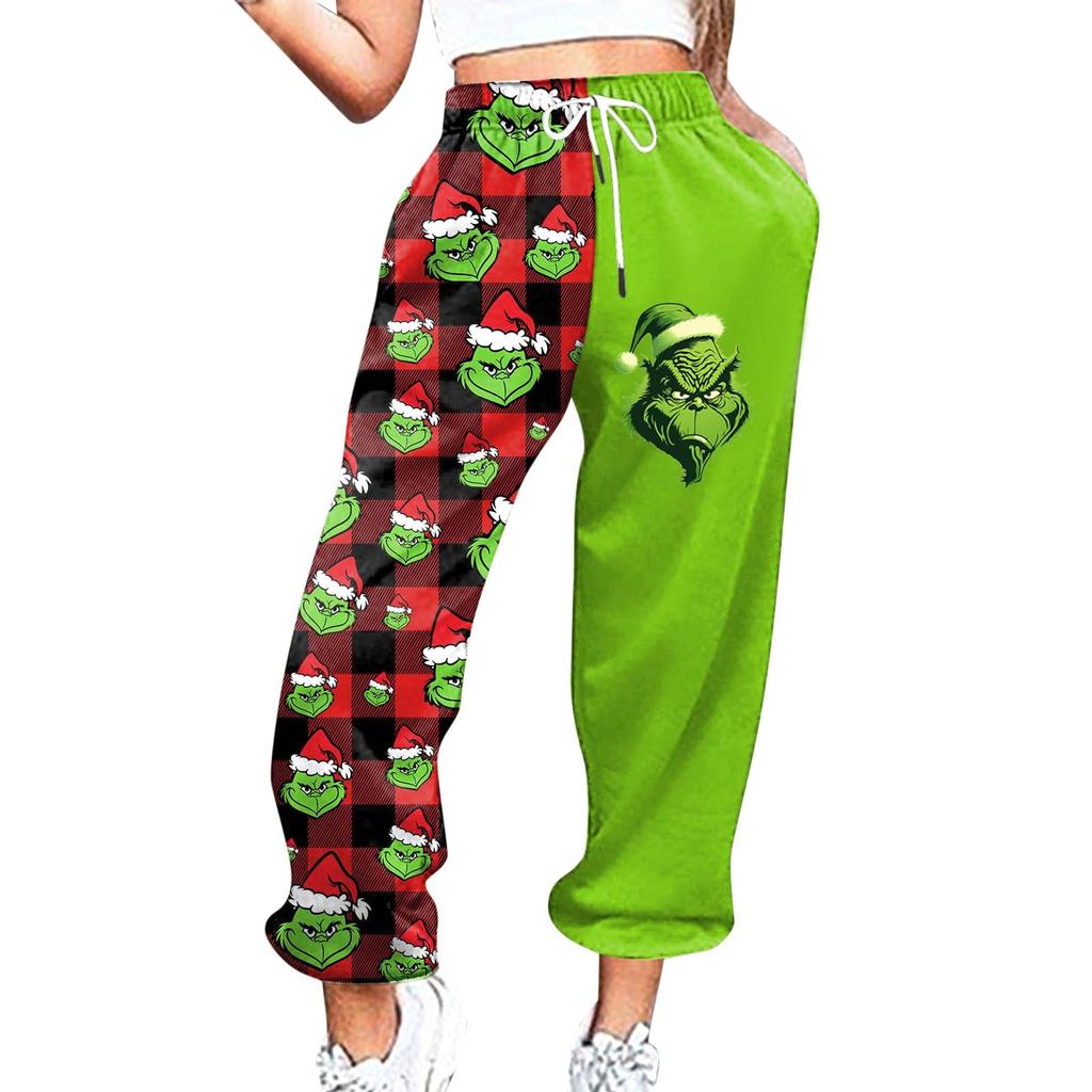 Women's Casual Fashion Christmas Printed Casual Sweatpants Elastic Waist Drawstring Pants