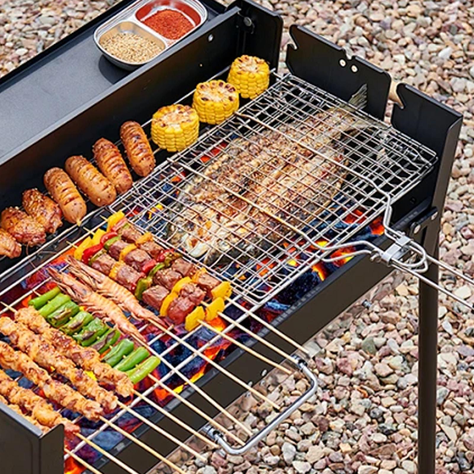 

Grill Vegetable Basket Foldable BBQ Basket Stainless Steel Barbecue Tools with Handle for Fish Steak Shrimp Cooking CN