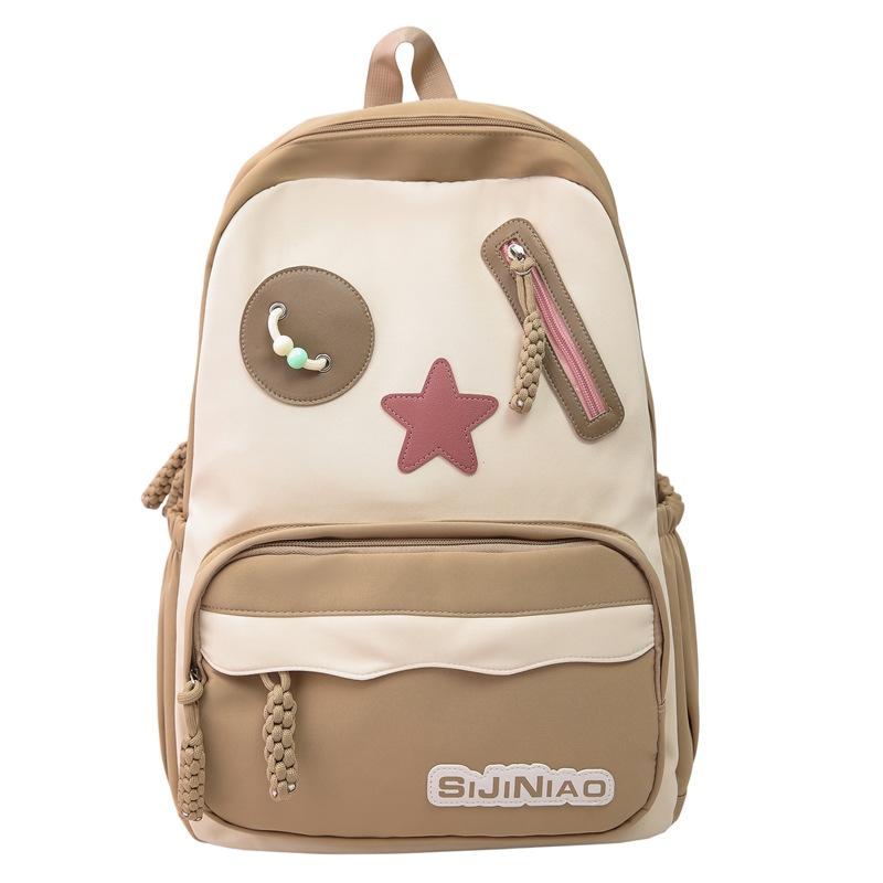 

Цветной блок Студенческий школьный рюкзак Рюкзак большой вместимости Женский дорожный рюкзак хаки