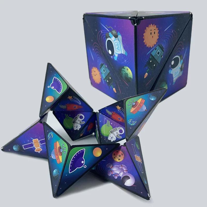 Variety Geometric Changeable Magnetic Magic Cube Anti Stress 3D Hand Flip Puzzle Cube Kids Stress Reliever Fidget Toy