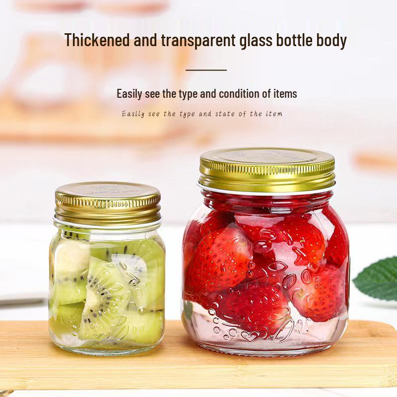 Heat-Resistant Food-Grade Glass Bottle for Honey, Jam, or Lemon Paste, Lead-Free and Airtight Sealed.