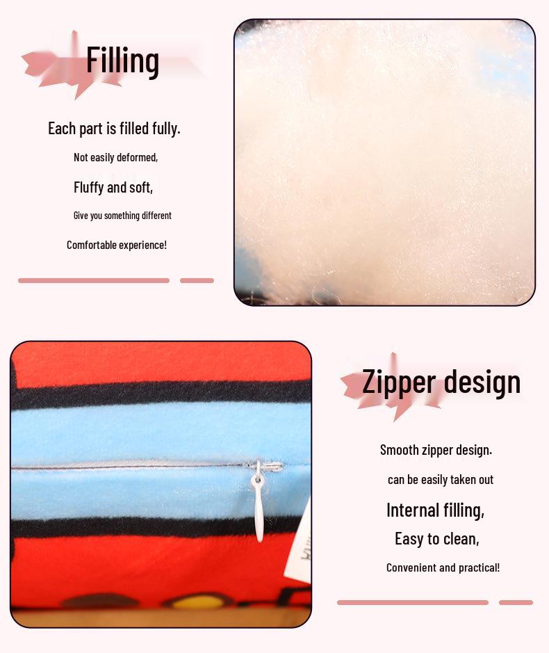 Leuk Pluche Cartoon Voertuig Kussen - Spannend Graafmachine, Auto & Vliegtuig Ontwerp voor Vroege Educatie van Kinderen