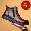 6cm Höherwachsende Schuhe Für Männer Echtes Leder Winter Schneestiefel Mit Wollfleece-Futter Seitenreißverschluss Warme Knöchelhohe Stiefel