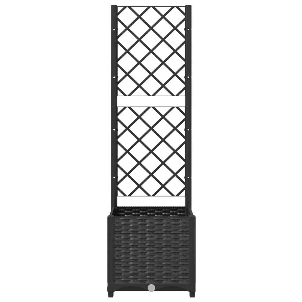 Vidaxl Garden Planter With Trellis, Black, 40X40X136 Cm, Pp