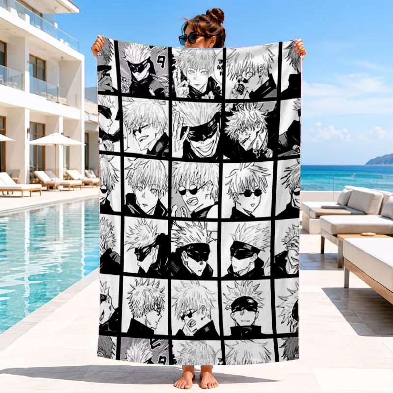 Jujutsu Curse Battle Beach Towel, Microfiber Beach Towel, Perfect For Pool, Beach, Travel, Home Decor Beach Party Fan gifts
