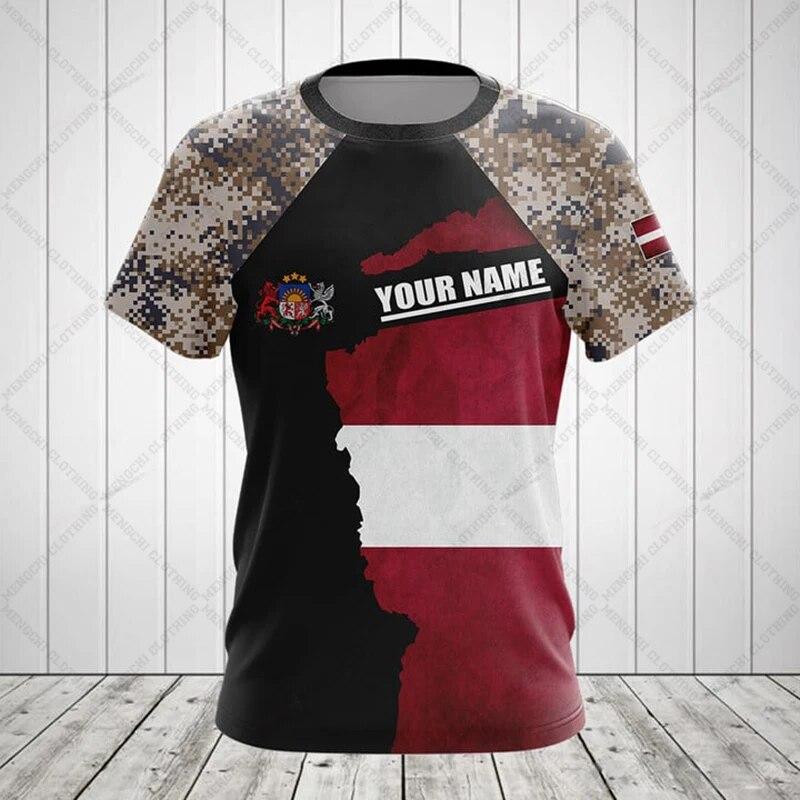 

Латвийские камуфляжные футболки, летняя повседневная уличная одежда, мужские свободные футболки, спортивная одежда большого размера для мальчиков, топы с короткими рукавами 6XL