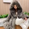 Autumn and Winter New Women's Fur Coat Imitation Fox Fur Long-Cut Coat Fashion Hooded Coat Winter Trench Coat