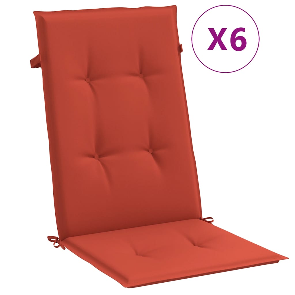 High Back Seat Cushions 6 Pcs. Melange Red 120 X 50 X 4 Cm Fabric