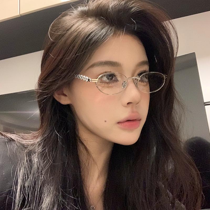 Okulary korekcyjne Owalne Oprawki okularów markowych Damskie Metalowe oprawki Oprawki okularów Marka luksusowa Dekoracja Okulary Owalne Cieniowane