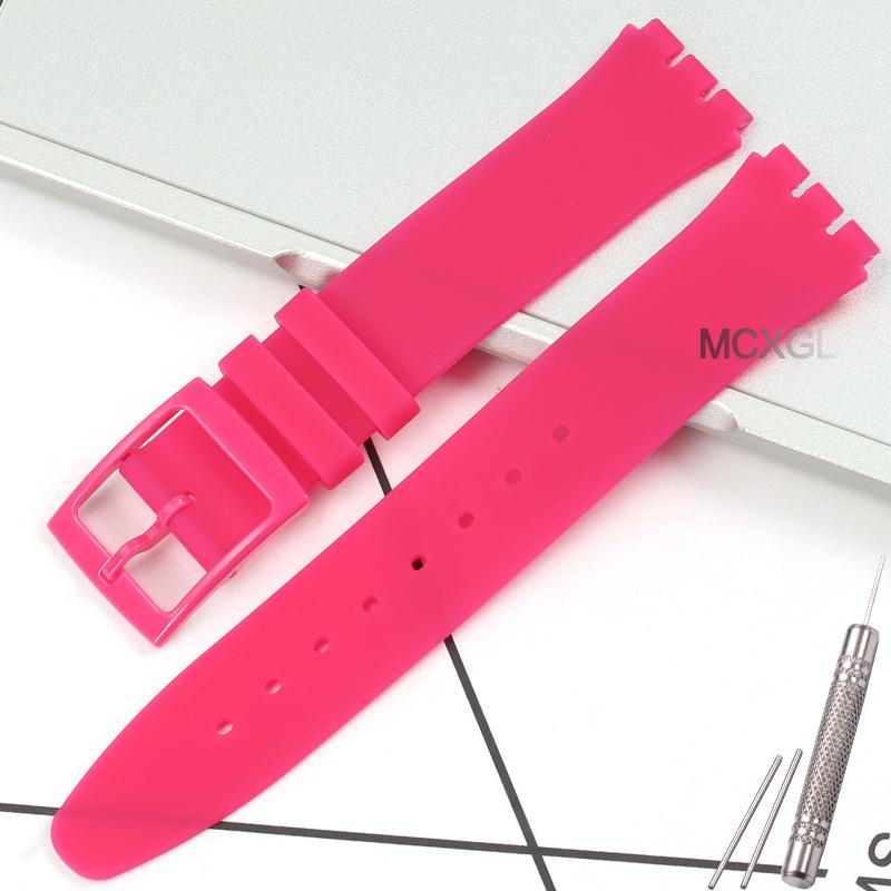 16mm Ultra-thin Silicone Strap For Swatch Classic Thin Silicone Watch Strap Special Three Forks Waterproof Bracelet