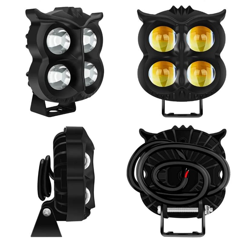 Motorcycle Headlight 4lens Owl Design Dual Color Led Motorcycle Fog Light Head Light Motorbike Running Lamp LED Spot Light