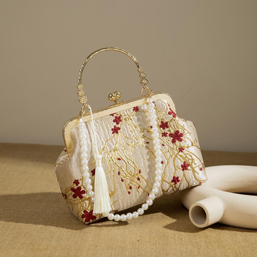 

Plum Blossom Chinese Style Handbag Elegant Kiss Lock Shoulder Bag Wedding