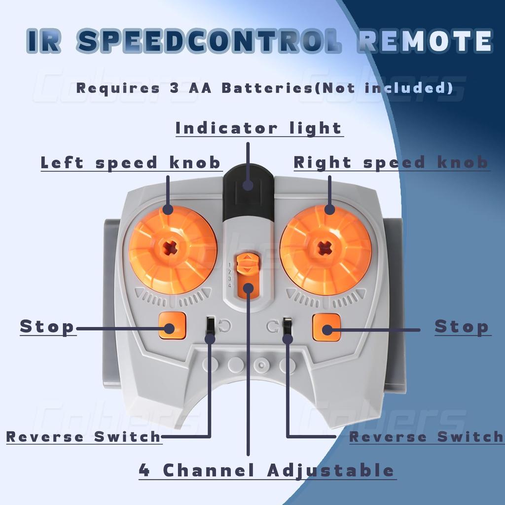 32-Piece Power Functions Kit Set, Compatible with Major Brands MLXLServo Train Motor Set Technic Parts, Includes IR Receiver, Adjustable Speed