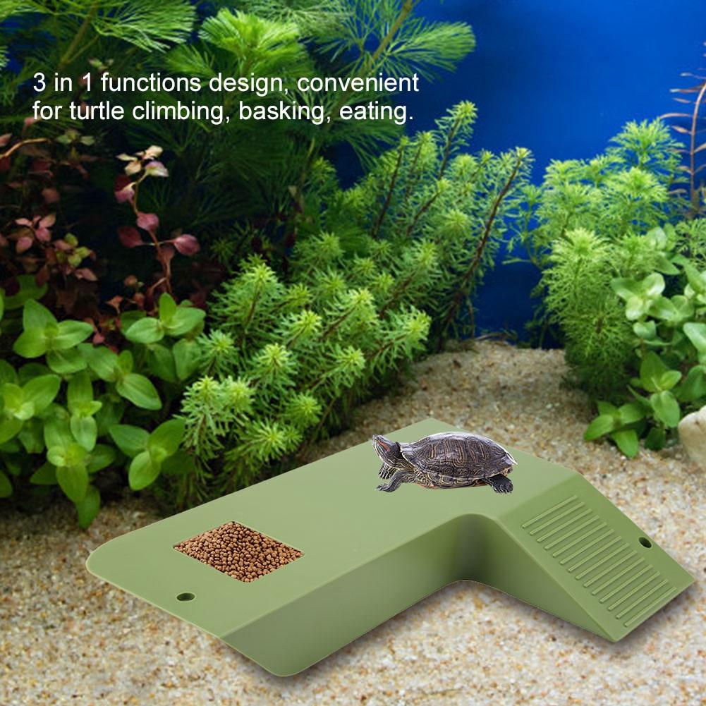 Turtle Frog Floating Island Aquatic Pet Reptile Habitat Supplies Aquarium Ornament(Green)