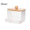 Jewelry Storage Box with Bamboo Lid Dustproof Moisture Resistant Clear Transparent Acrylic Case Container Cotton Swabs Dental Floss Organizer
