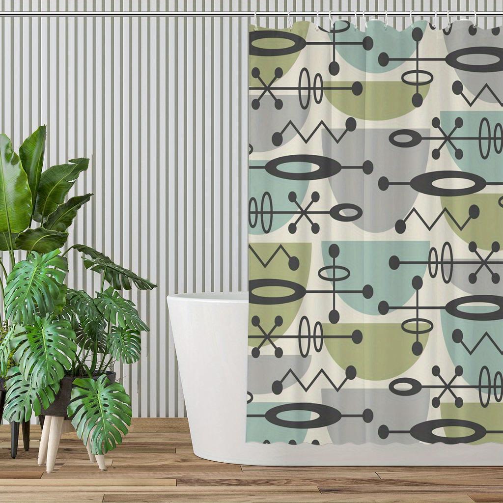 Retro Mid-Century Modern Shower Curtain – Atomic Geometric Design, Elegant Abstract Art, 70X70In, Includes Hooks